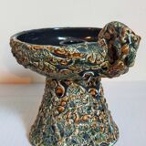 Pair of vintage Vanoise honey foam ceramic candlesticks