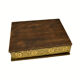 Boite ancienne coffret en bois orné de métal doré sculpté repoussé papillon vintage