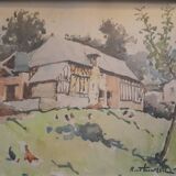 Watercolor of a Norman house