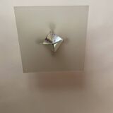 Modernist square sandblasted glass ceiling light topped with a vintage Art Deco mirror pyramid