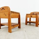 Paire de chevet vintage en pin, années 1960