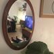 Mirror Scandinavian teak oval 36x57cm
