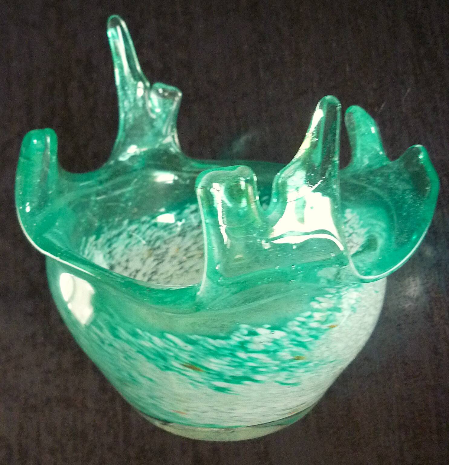Blown glass empty pocket, thick, free-form, 80s design