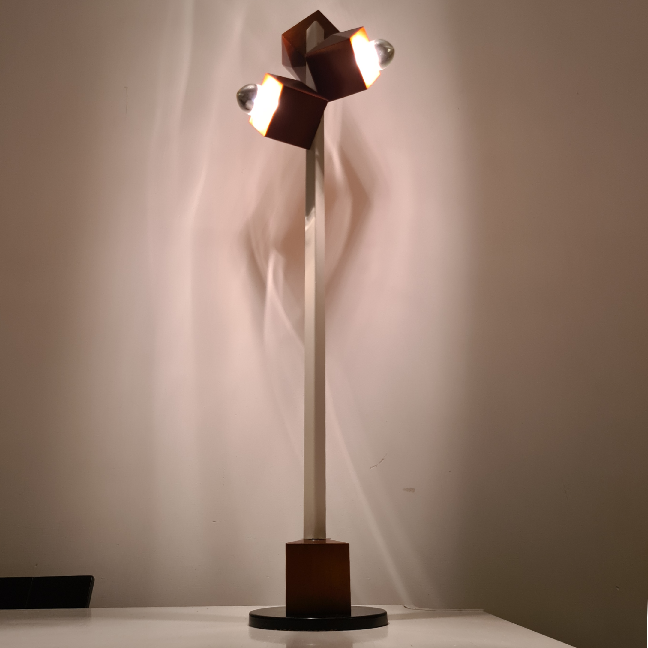 Large modernist cubist table lamp, Italy 1960s