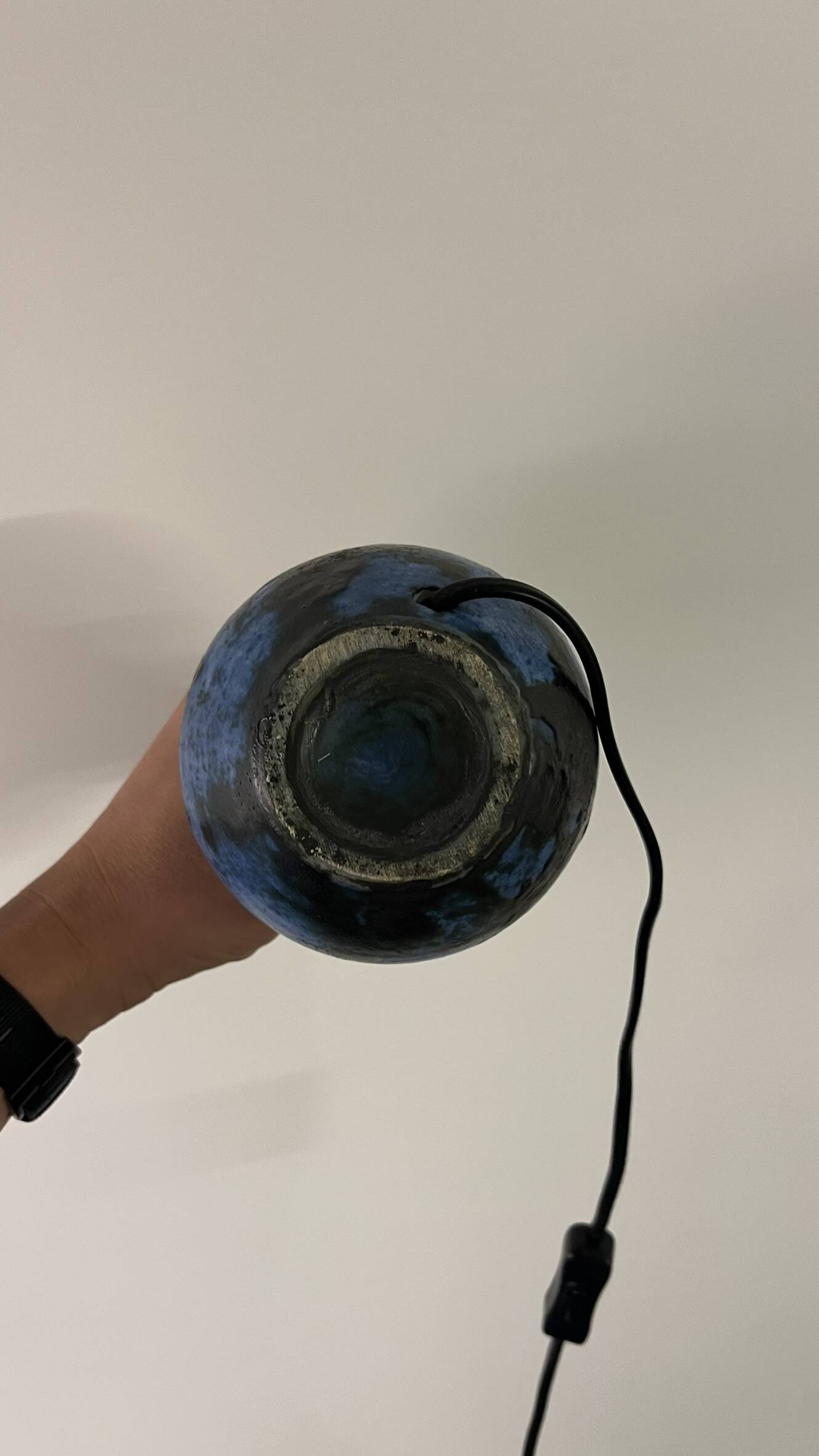 Blue ceramic lamp by Jacques Blin