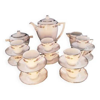 Coffee service - Fine Art Deco porcelain - Marc Larchevèque - Signed UML - 1930