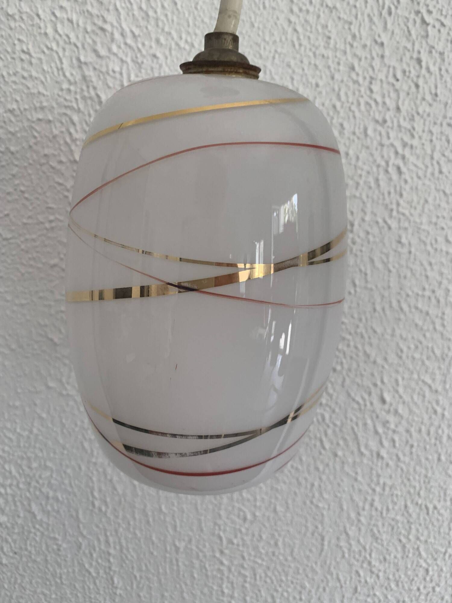 Vintage 1960 red and gold opaline suspension - 16 x 11 cm