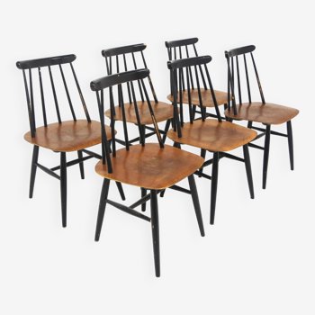 Set de 6 chaises scandinave "Fanett" en teck par Ilmari Tapiovaara, Suède, 1960