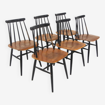 Set of 6 Scandinavian "Fanett" teak chairs by Ilmari Tapiovaara, Sweden, 1960