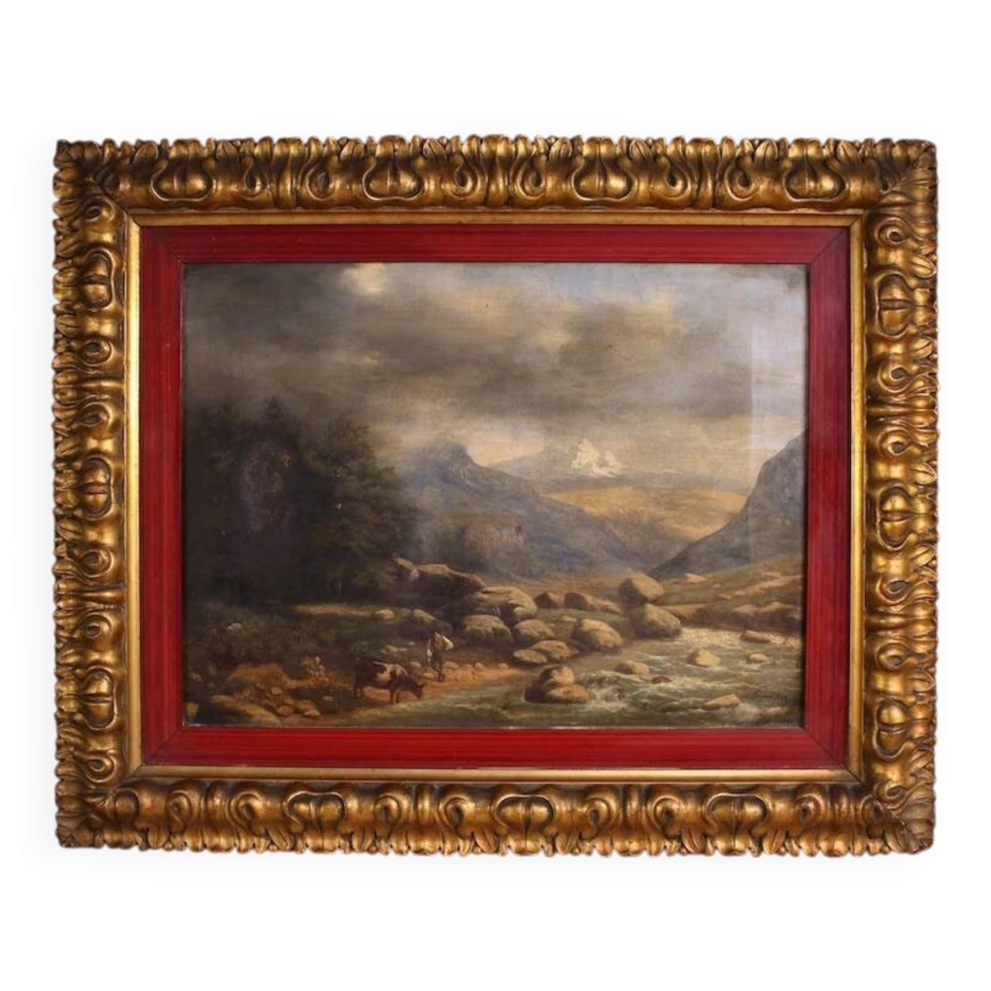 Peinture italienne, paysage signé et daté de 1846.