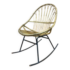 Chaise rotin a bascule