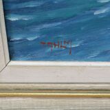 Tage Rudolf Ahlm, Swedish Modern Landscape, Oil on Panel, 1960s, Framed
