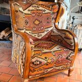 Pair of Roche Bobois armchairs — limited edition in oriental kilim