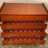 Vintage varnished teak chest of drawers 1970
