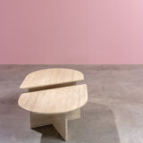 Pair of modernist in travertine 1970 lounge tables s