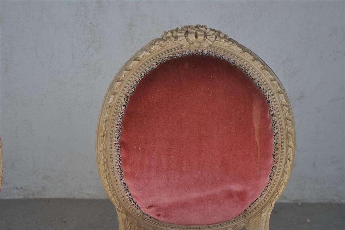 Pair of Louis XVI style cream lacquered chairs around 1900