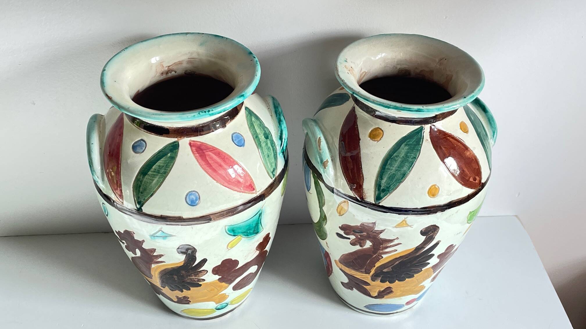 Vases vintage italy motif dragon