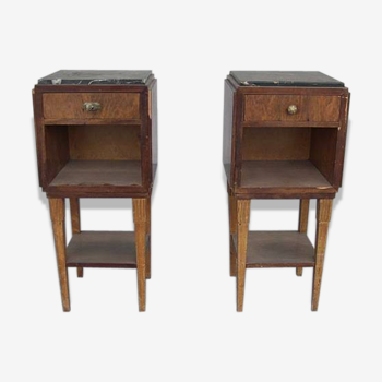 Pair of nightstands 1930 mahogany & rosewood