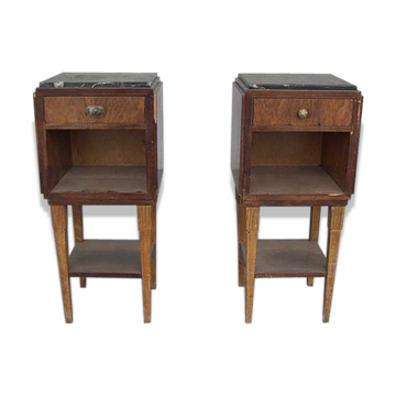 Pair of nightstands 1930 mahogany & rosewood