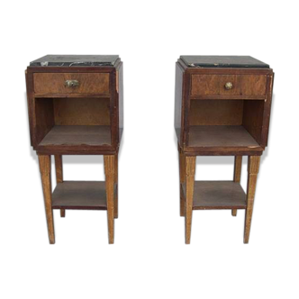 Pair of nightstands 1930 mahogany & rosewood