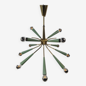 Lustre ou suspension vintage Sputnik en laiton Stilnovo