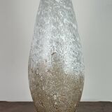 Vintage 80'S white and gold enameled blown glass vase Ht 45 cm
