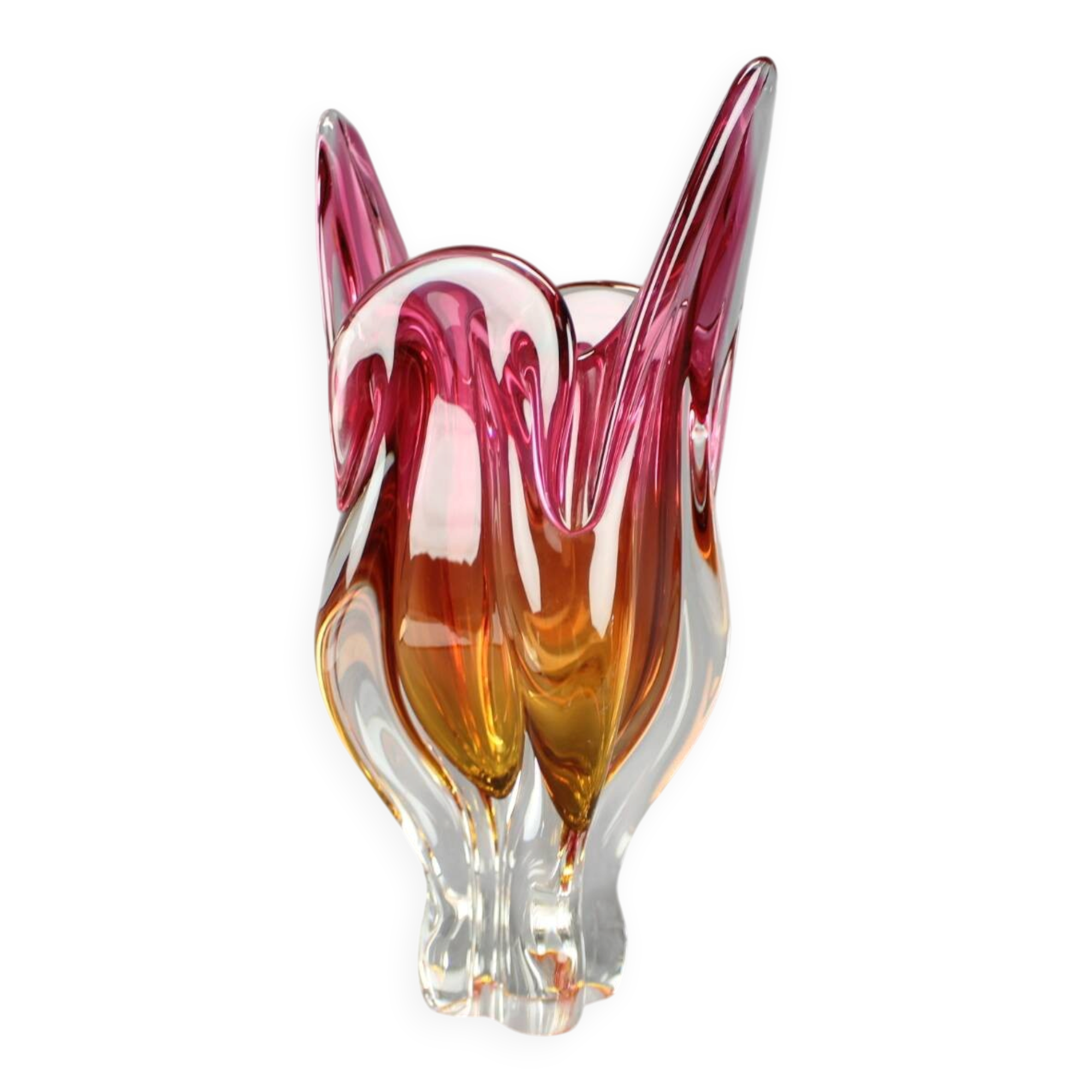 Art glass vase in pink and amber by Josef Hospodka, 1960s
