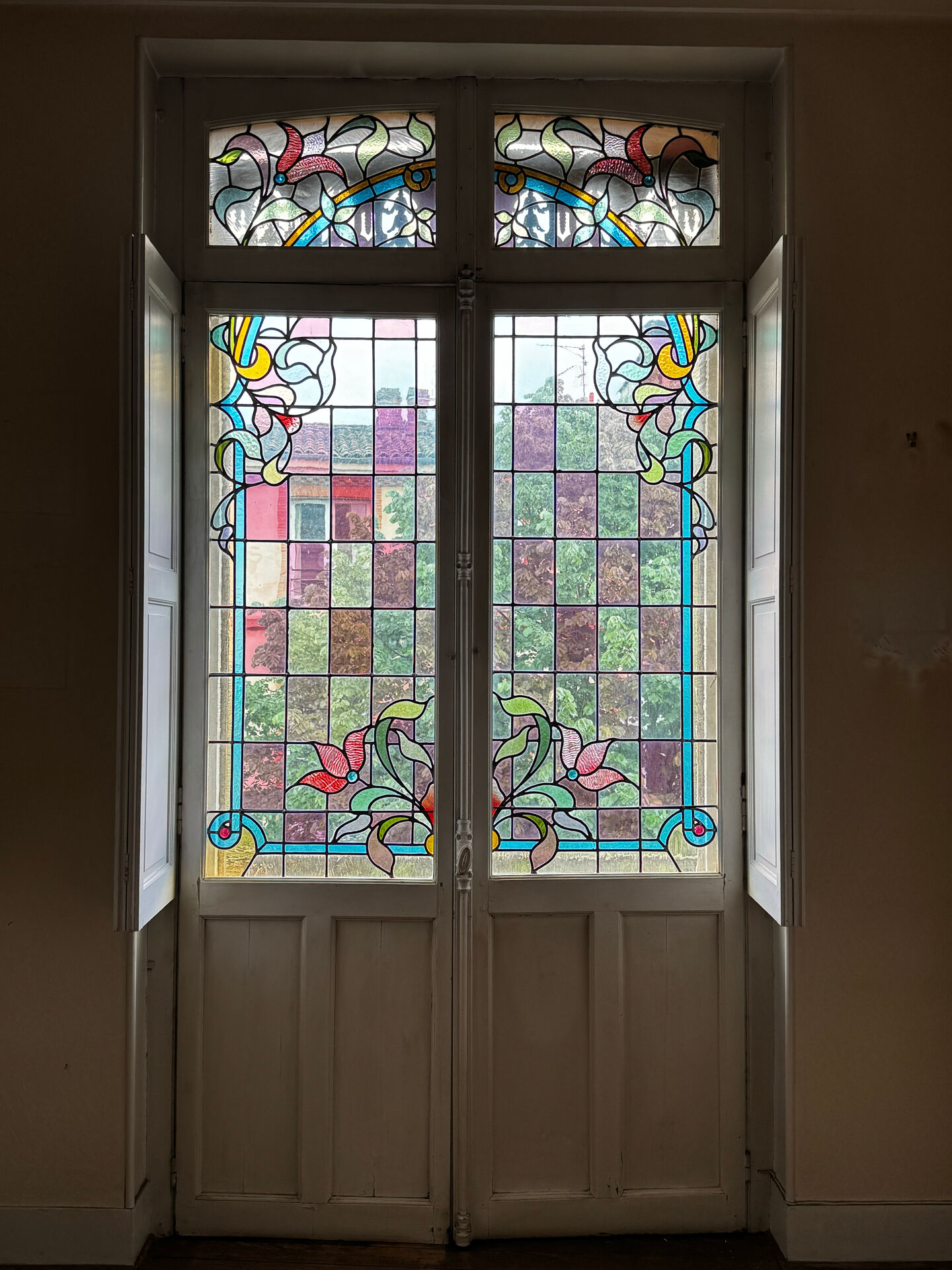 Window doors stained glass