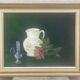 Painting Oil canvas mounted on panel, Still life, signed Nadine Chatre