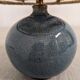 Lampe boule de chevet vintage en grès vernissé et corde de jute