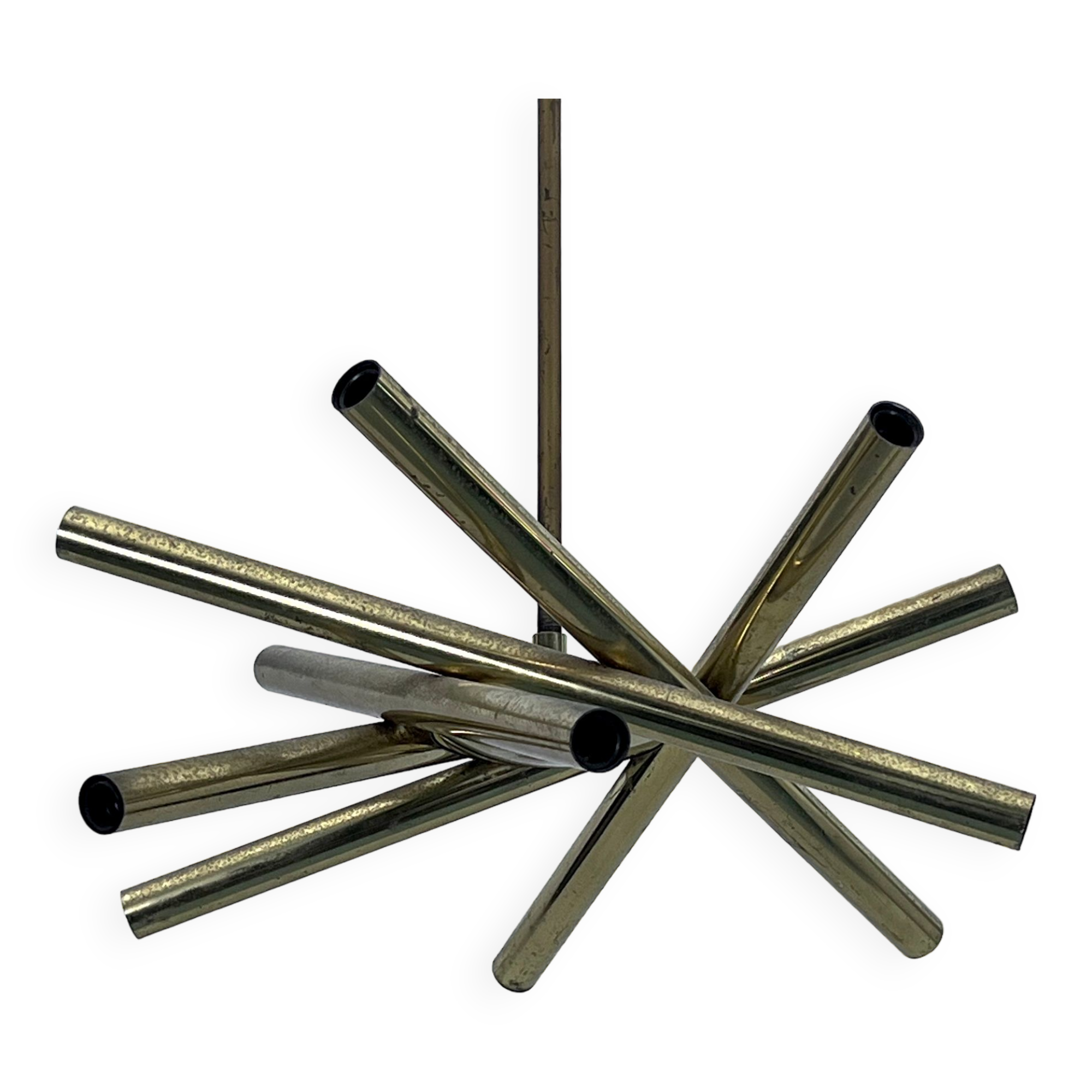 Mid-Century Modern 12 lights Brass chandelier by Stilnovo. Italy 1960s