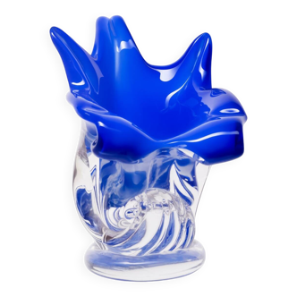 Blue Hand-Shaped Glass Vase, 1970s