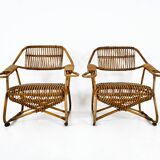 Pair of Italian rattan armchairs, 1960s