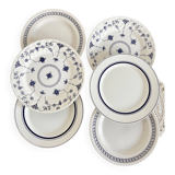 6 vintage mismatched blue and white porcelain dinner plates - Lot J