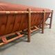 Brutalist, Brazilian style leather lounge sofa, 1960s