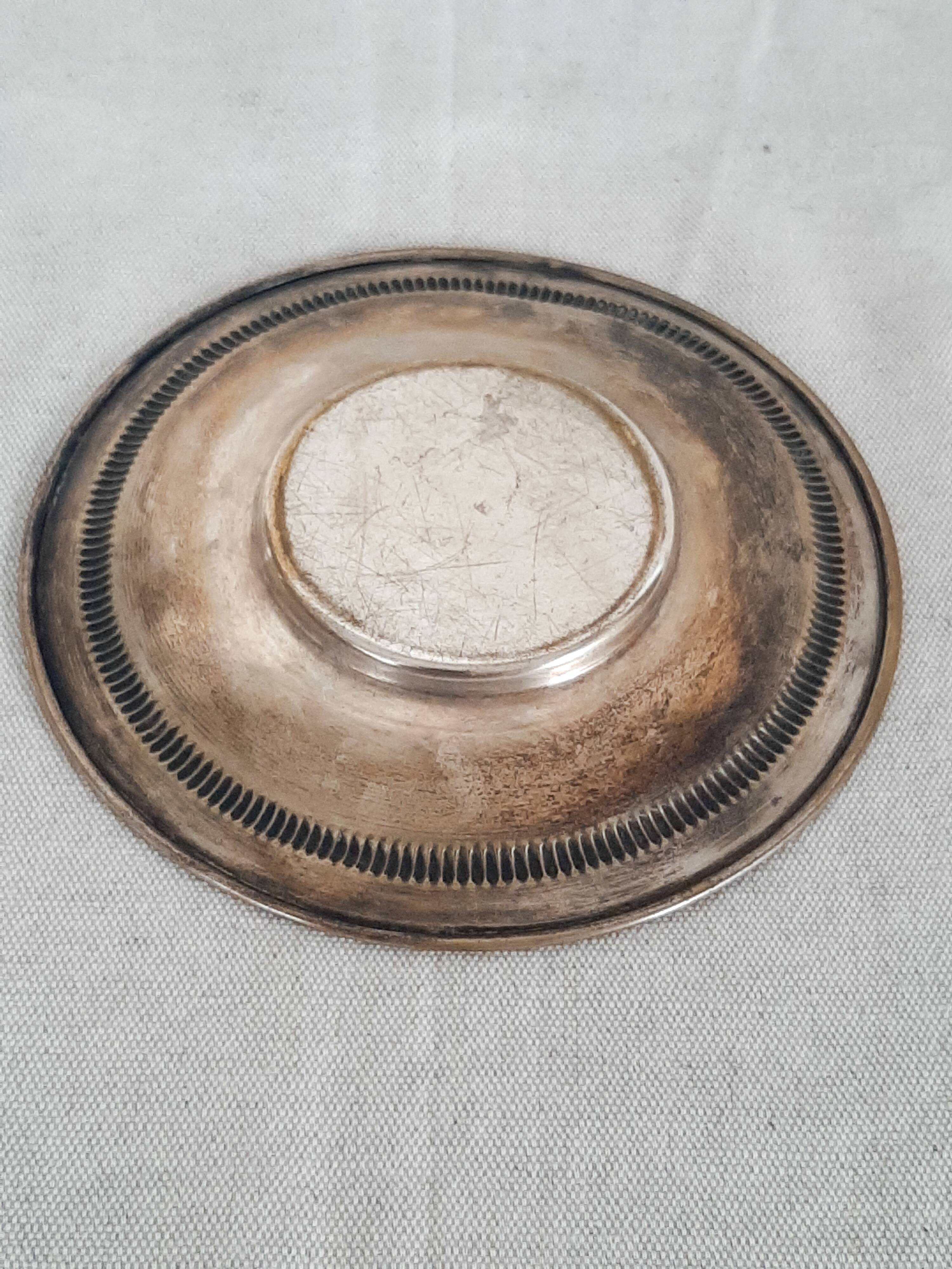 Engraved glass sugar bowl and silver-plated metal
