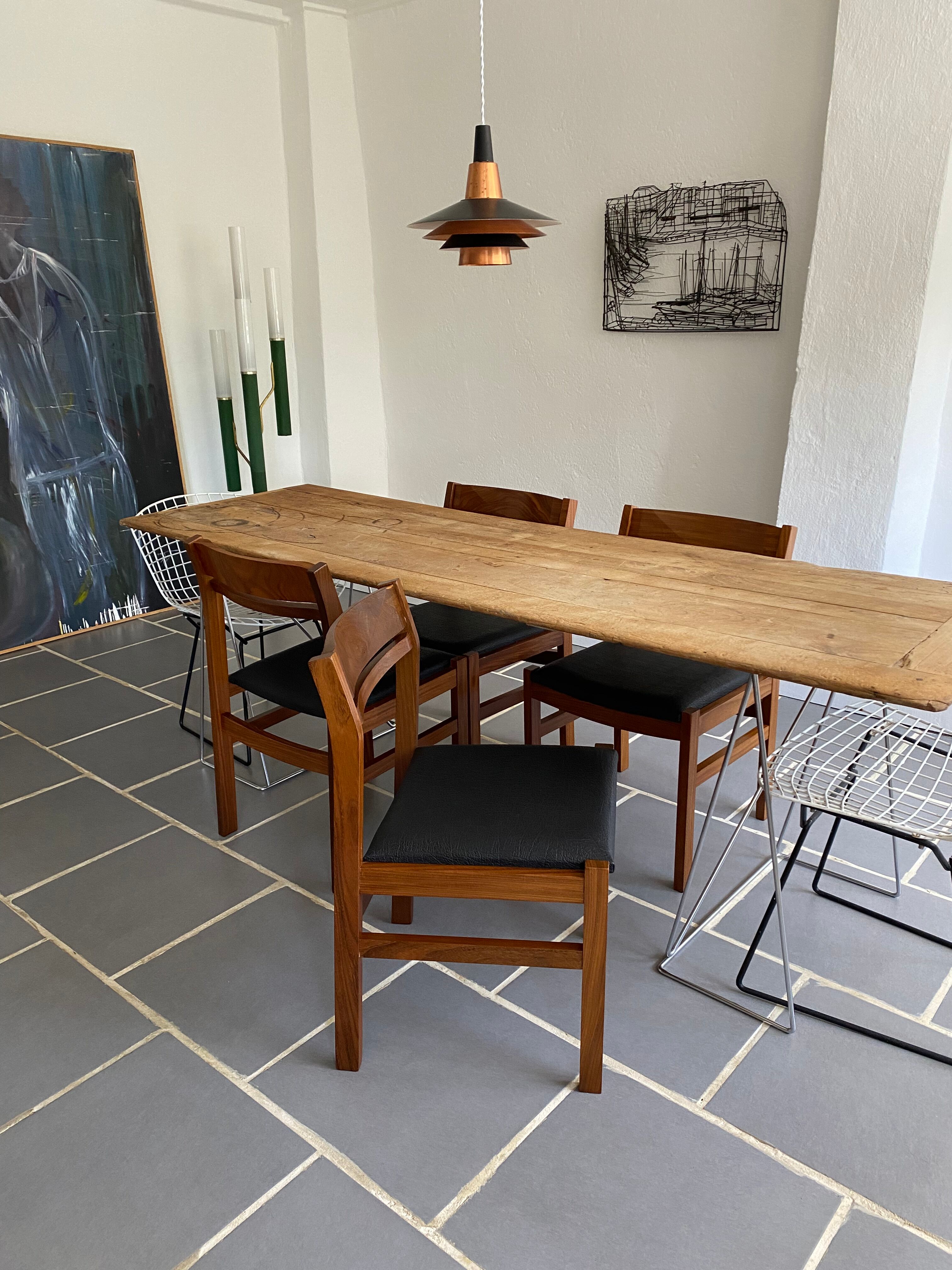 Set 4 Scandinavian teak chairs vintage 60s