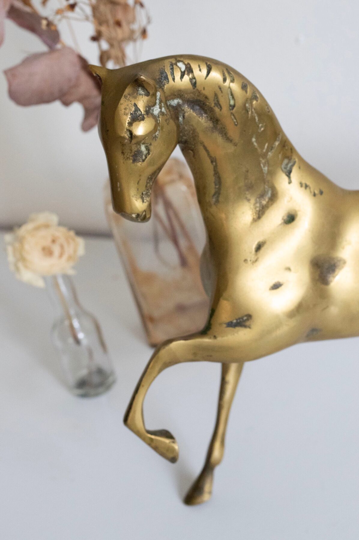 Vintage golden brass horse