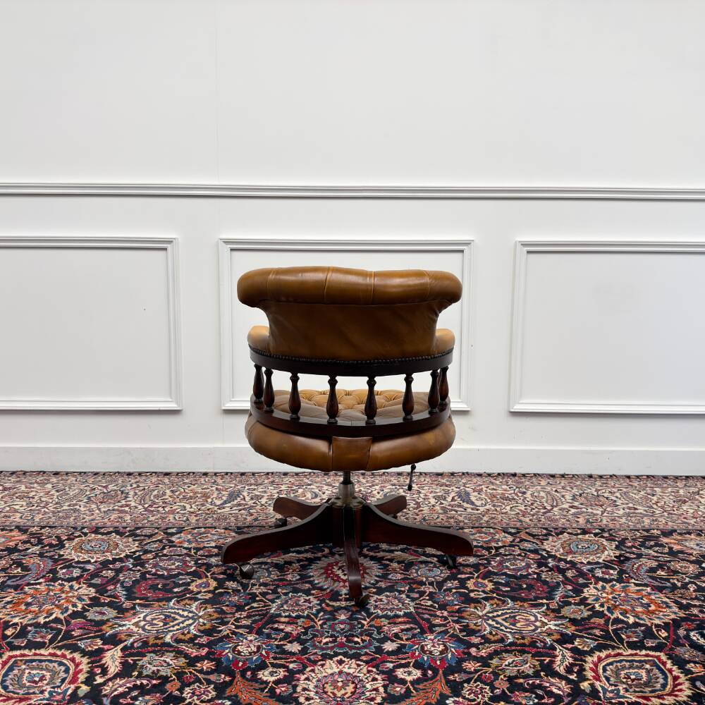 Classic English Brown Chesterfield Desk Chair