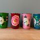 Set of 4 hand-painted stainless steel cups