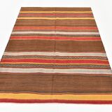 Soft Earthy Tones Kilim, 135x219Cm Bohemian Area Rug,