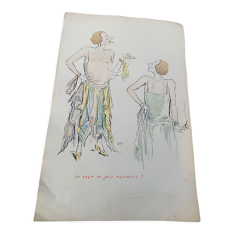 Lithograph Who wants my pretty handkerchiefs? SEM, circa 1924 Georges Goursat dit Sem, collector