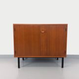 Small vintage storage unit in modernist Scandinavian style in teak from the 60s