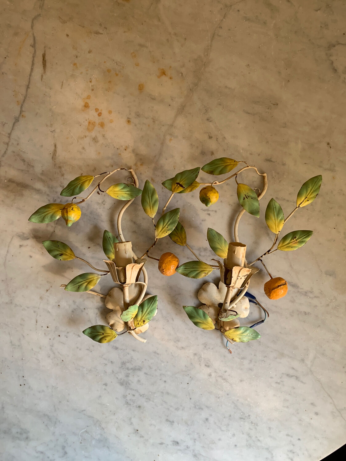 Duo of metal sconces