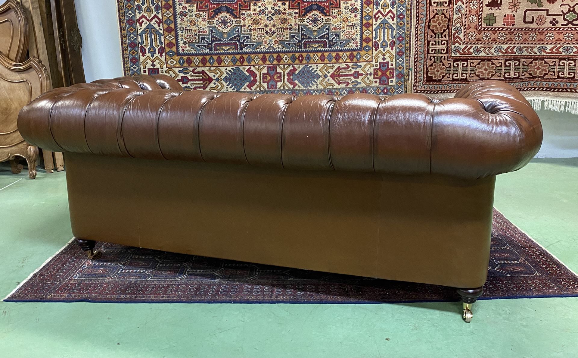 Chesterfield 3-seater cognac leather sofa from the 1980s