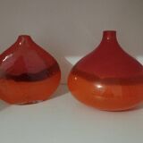 Pair or 2 glass paste vases from the 80s vintage.