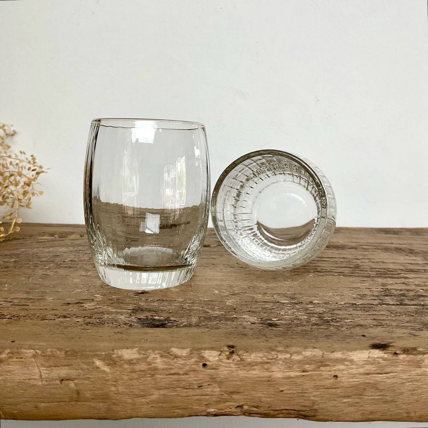 5 small vintage ribbed glasses