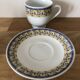 Lot de 3 tasses à café et soucoupes en céramique bleue et jaune
