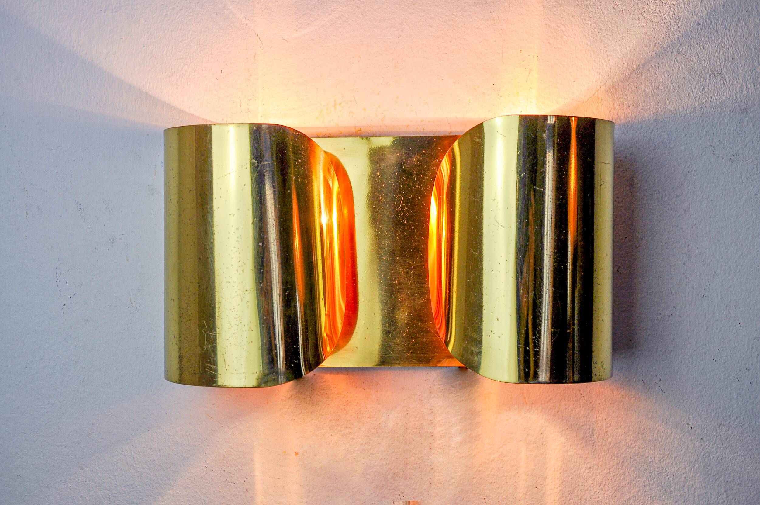 “Foglios” wall lamp in brass, Italy, 1970