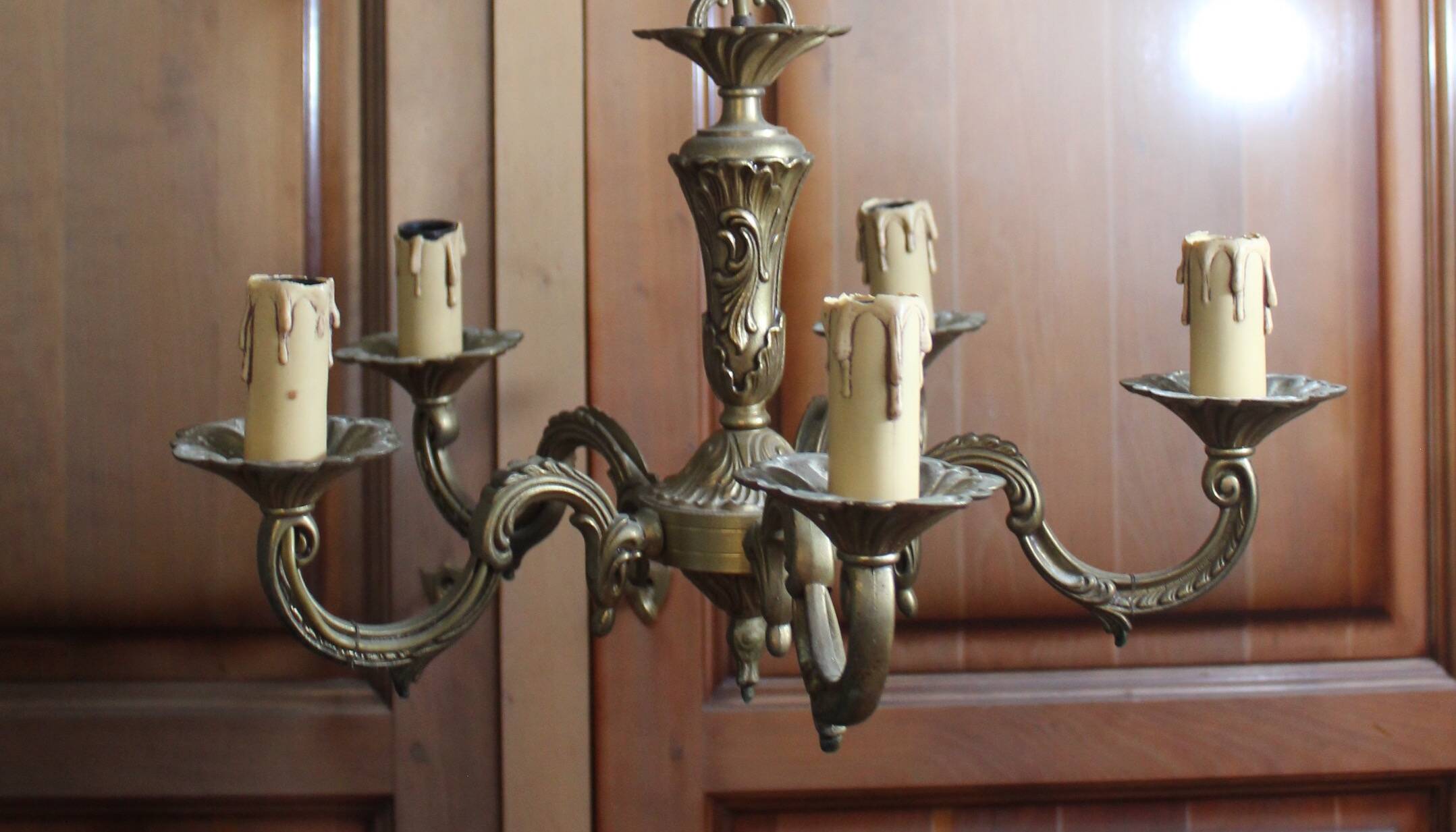 5-branch bronze chandelier